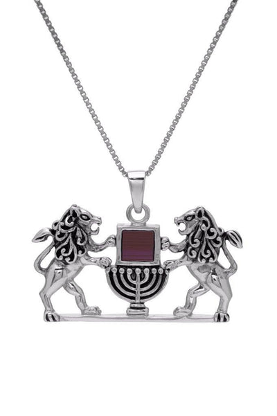Nano Sim OB Silver Pendant - Holy Lion of Judah with Lamp From the Holyland - Spring Nahal