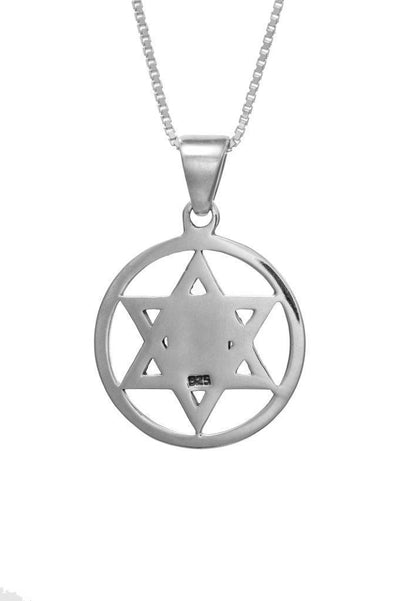 Nano Sim OB Silver Round Framed Pendant, Star of David with Rope shaped finish - Spring Nahal
