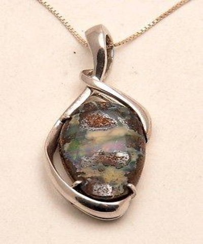 Natural Opal Stone Pendant In Pure Silver 925 Necklace.#1 - Spring Nahal