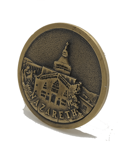 Nazareth Church of Annunciation Coin Israel Souvenir from The Holyland (Gold Color) - Spring Nahal