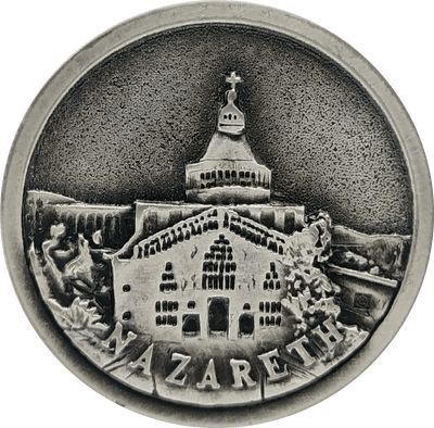 Nazareth Church of Annunciation Coin Israel Souvenir from The Holyland (Silver) - Spring Nahal