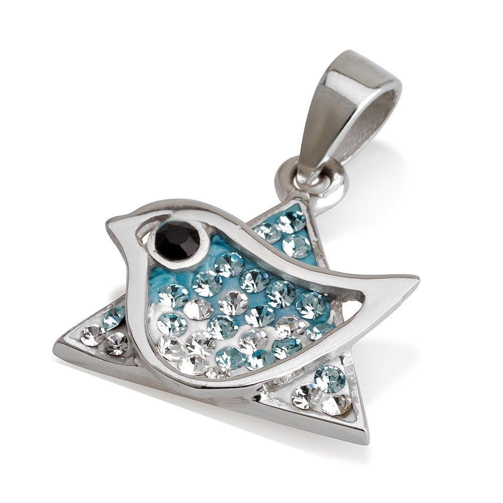 New Star of David Pigeon Pendant In Azure Gemstone +Silver Necklace - Spring Nahal