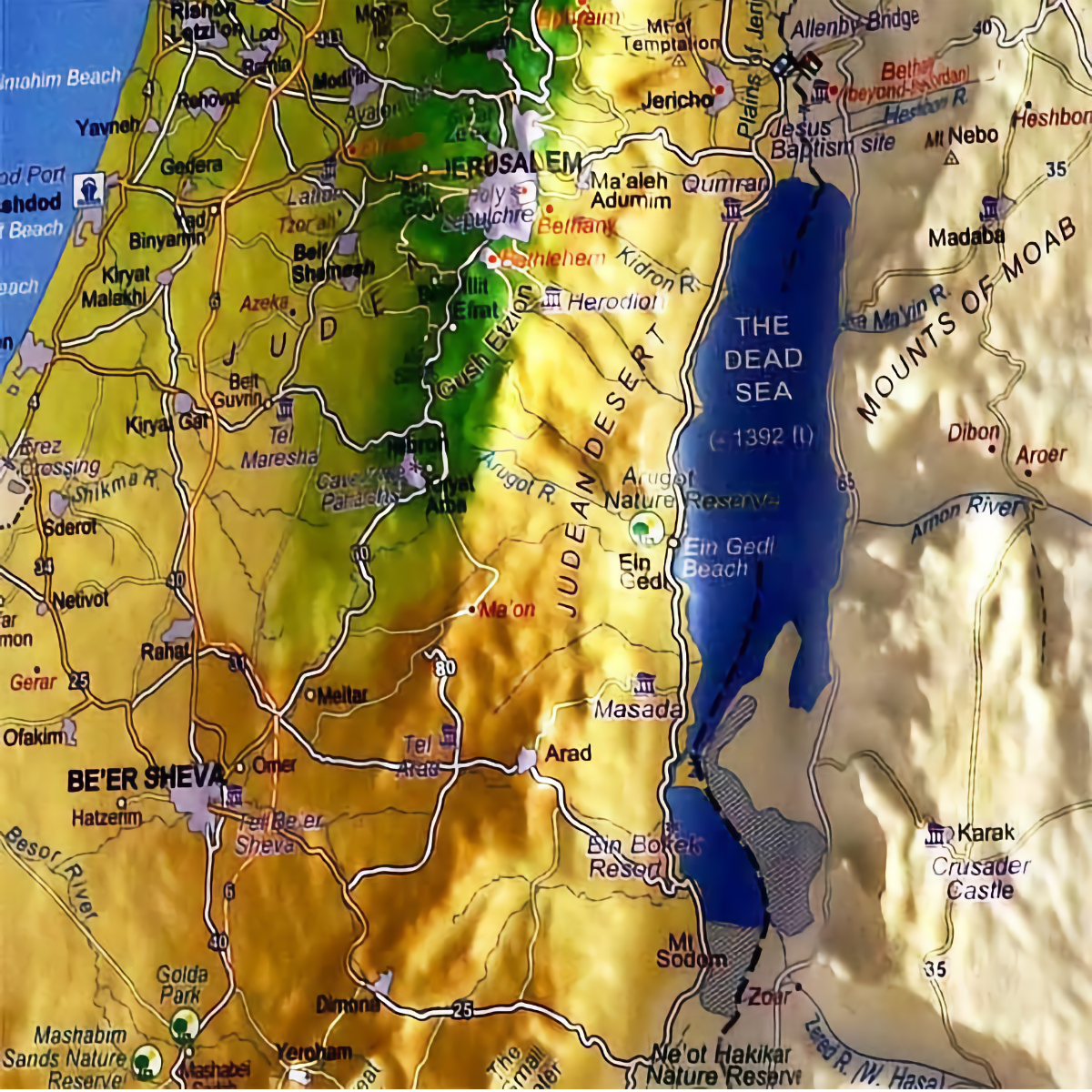 Raised Relief Map Of Holyland ISRAEL On The Footsteps Of Jesus