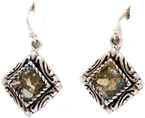 Roman Glass Earrings Authentic & Luxurious With Certificate Sterling Silver 925 - Spring Nahal