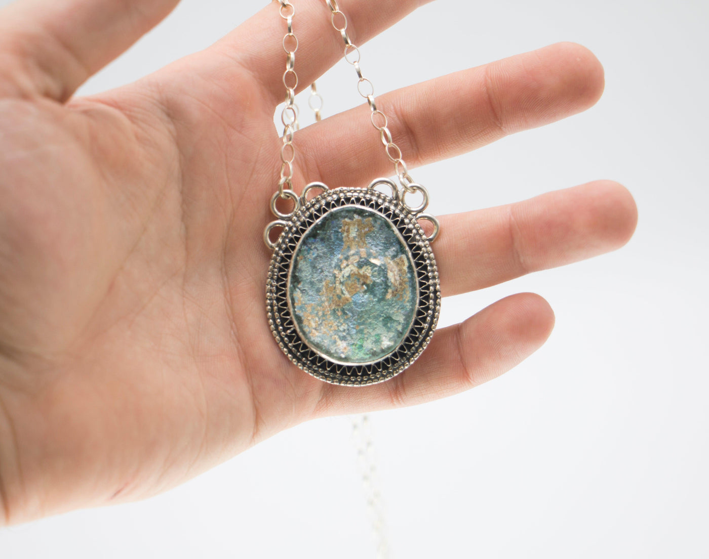 Roman Glass Pendant Authentic & Luxurious With Certificate from Holyland - Spring Nahal