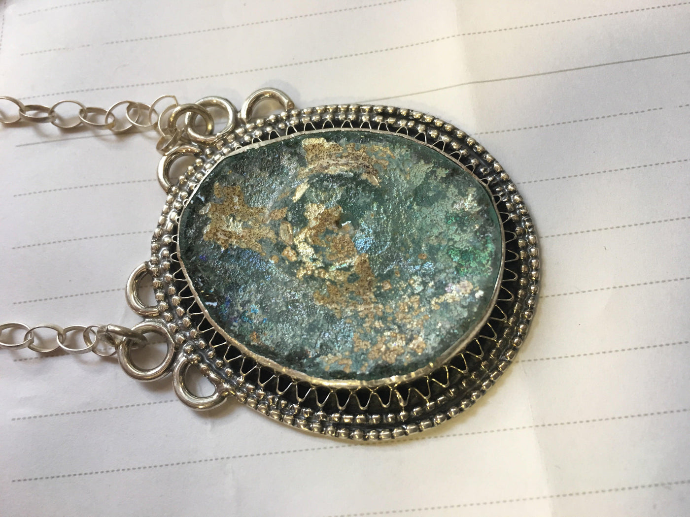 Roman Glass Pendant Authentic & Luxurious With Certificate from Holyland - Spring Nahal
