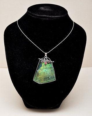 Roman Glass Pendant Necklace Authentic&Luxurious Sterling Silver Certificate #2 - Spring Nahal