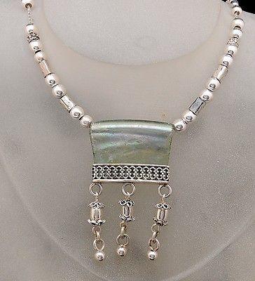 Roman Glass Pendant Necklace Sterling Silver 925 Hand Made With Certificate #9 - Spring Nahal