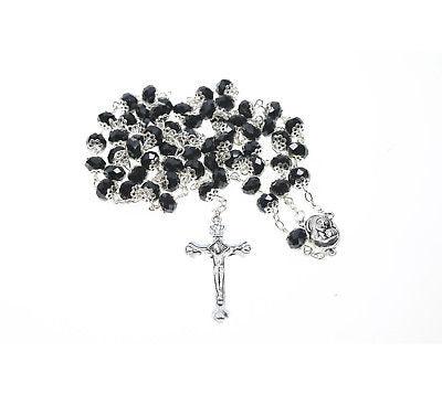 Rosaries & Cross In Black From The Holy Land Jerusalem - Spring Nahal