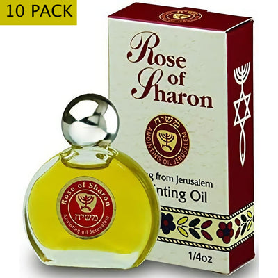 10 x Rose of Sharon Anointing Oil 7.5 ml - 1/4 oz from The Holyland Jerusalem (10 Bottles)