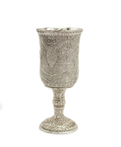 Shabbat Kiddush Metal Cup & Plate Silver Plated - Spring Nahal