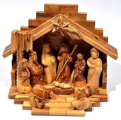 Small Crib + Nativity Set Made in Olivewood - Spring Nahal