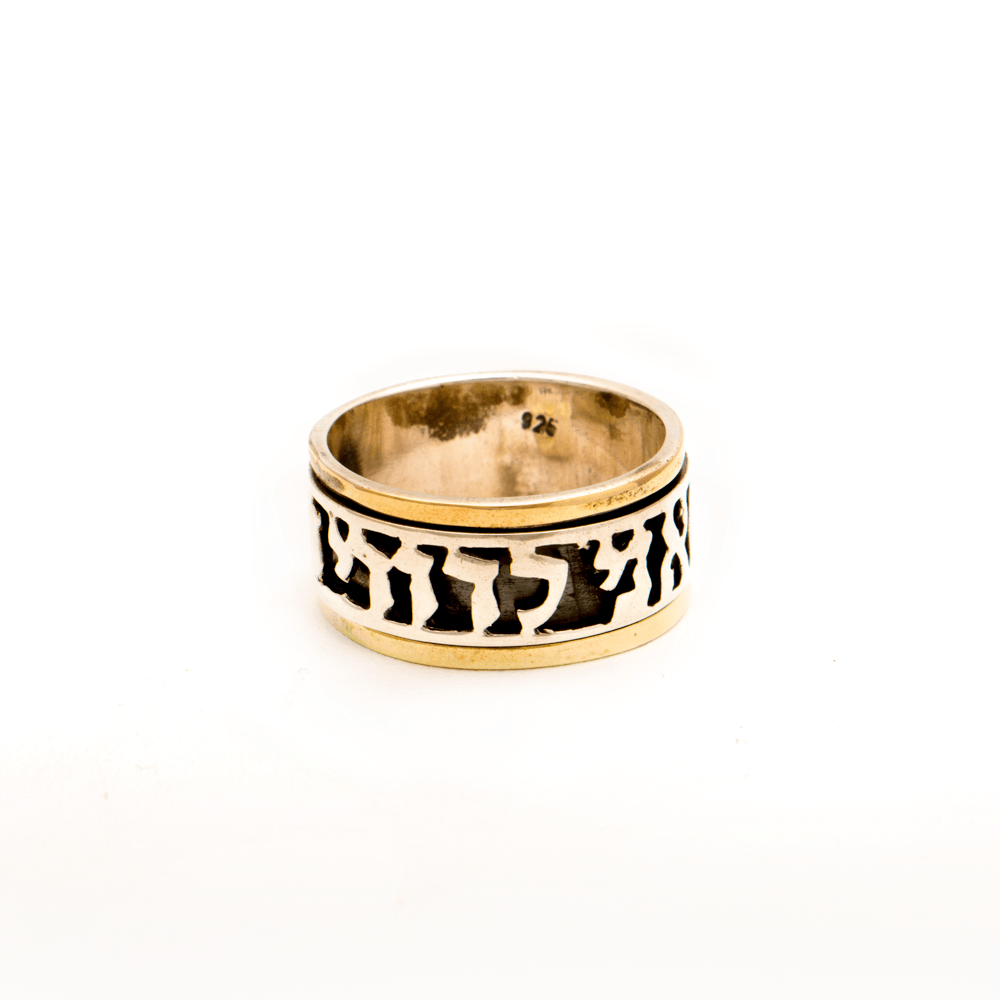 Spinning Ring 9K Gold and Sterling Silver Kabbalah bible quotes #22 - Spring Nahal