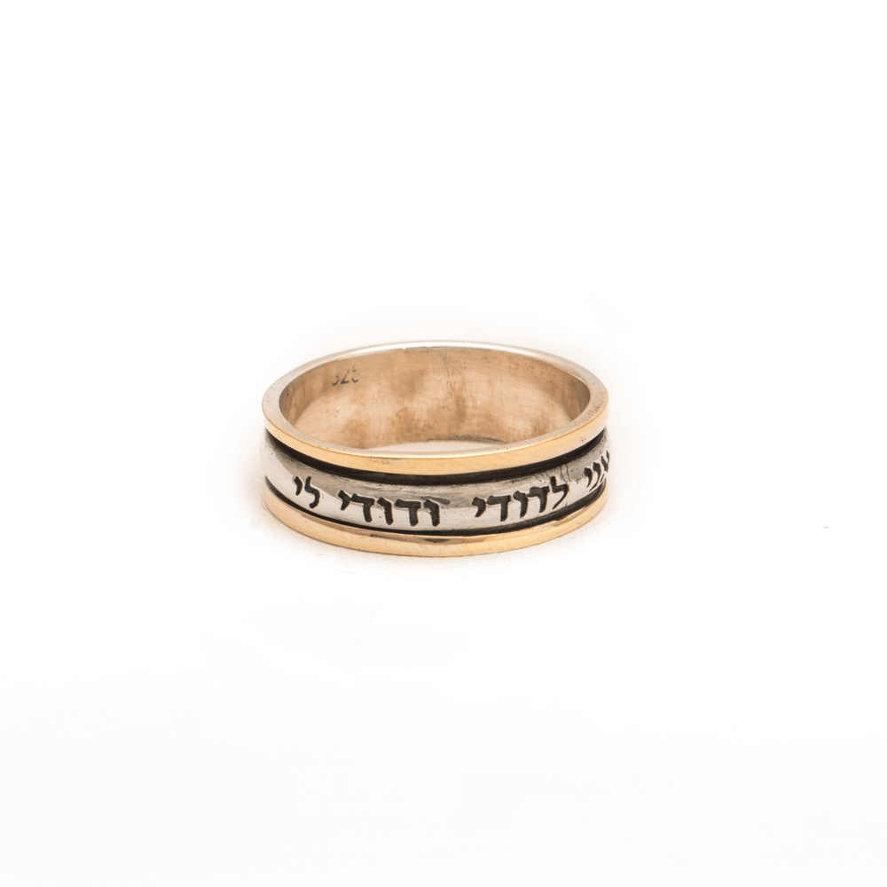 Spinning Ring 9K Gold and Sterling Silver Kabbalah bible quotes - Spring Nahal