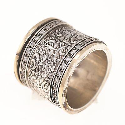 Spinning Ring 9K Gold and Sterling Silver With Crystals Stones #52 - Spring Nahal