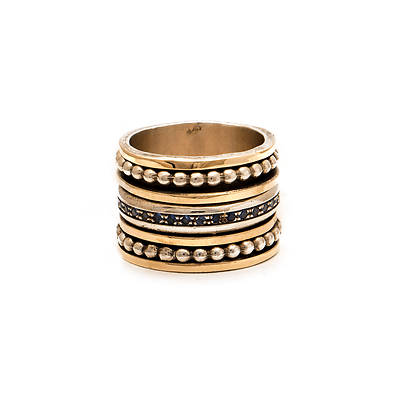 Spinning Ring 9K Gold and Sterling Silver With Crystals Stones and bible quotes - Spring Nahal