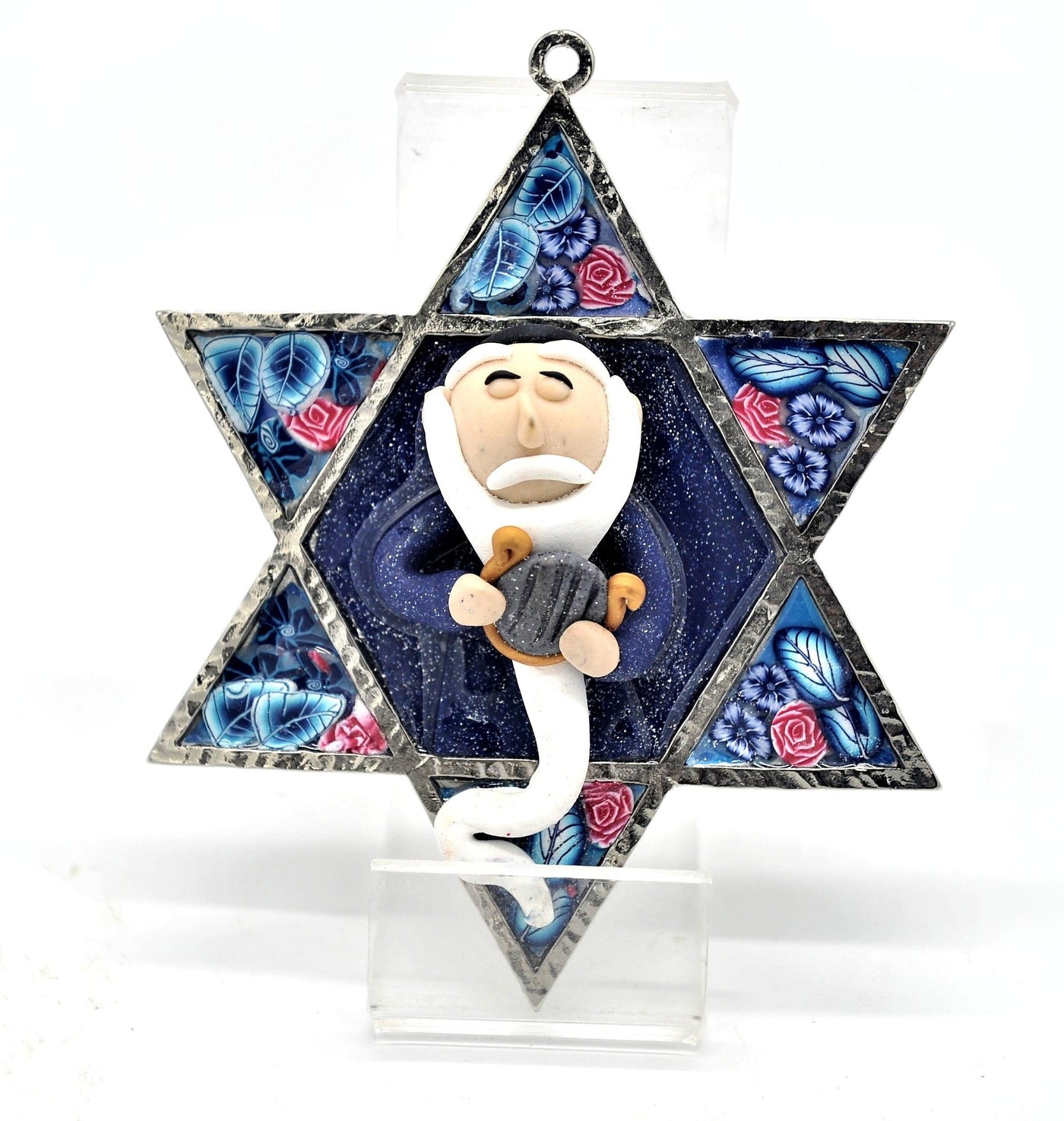 Star of David Fimo Blessings figure for Home Blessing Wall Hanging large #14 - Spring Nahal