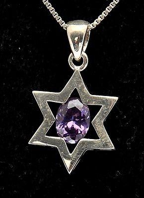 Star of David ( Magen David ) Pendant Purple Crystal Gemstone Silver 925. - Spring Nahal