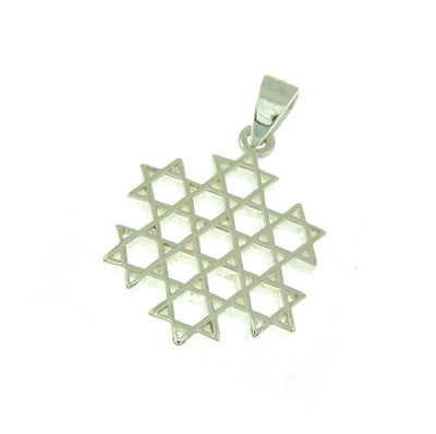 Star Of David Pattern Pendant With Chain Sterling Silver 925 - Spring Nahal