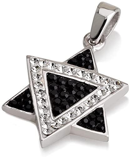 Star of David Pendant Black&White Gemstones + Sterling Silver Necklace #6 - Spring Nahal