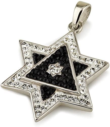 Star of David Pendant Black&White Gemstones + Sterling Silver Necklace #7 - Spring Nahal