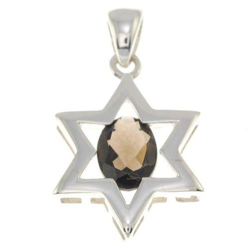 Star Of David Pendant In Brown Gemstone + 925 Sterling Silver Necklace #5 - Spring Nahal