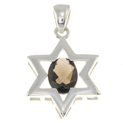 Star Of David Pendant In Brown Gemstone + 925 Sterling Silver Necklace #5 - Spring Nahal