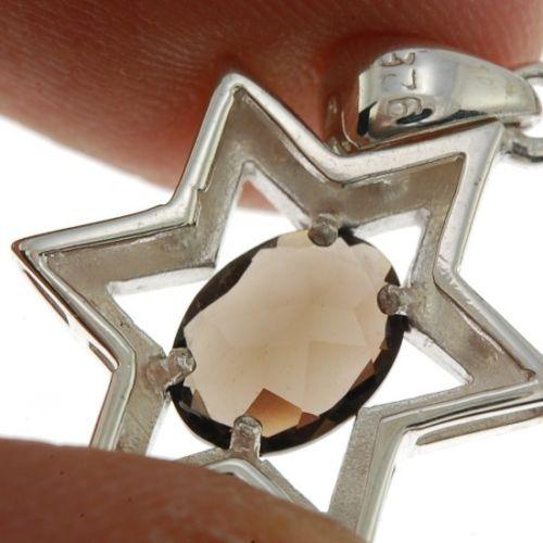 Star Of David Pendant In Brown Gemstone + 925 Sterling Silver Necklace #5 - Spring Nahal