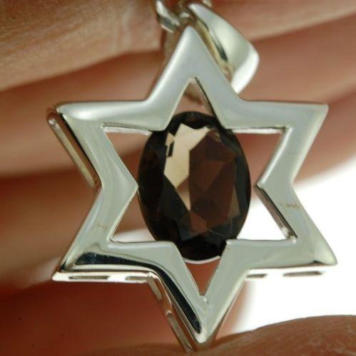 Star Of David Pendant In Brown Gemstone + 925 Sterling Silver Necklace #5 - Spring Nahal