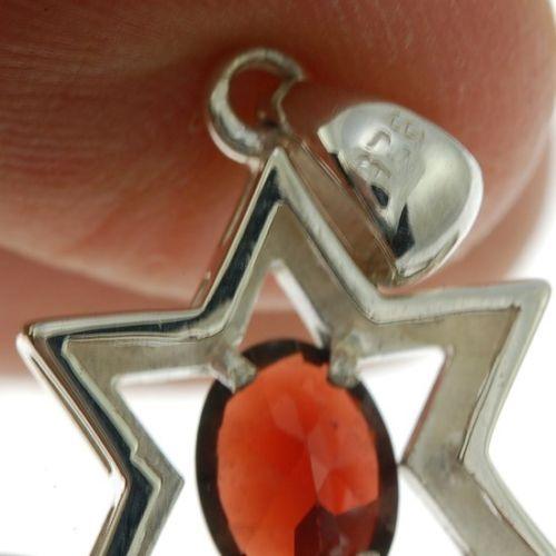 Star Of David Pendant In Dark Red Gemstone + 925 Sterling Silver Necklace #26 - Spring Nahal