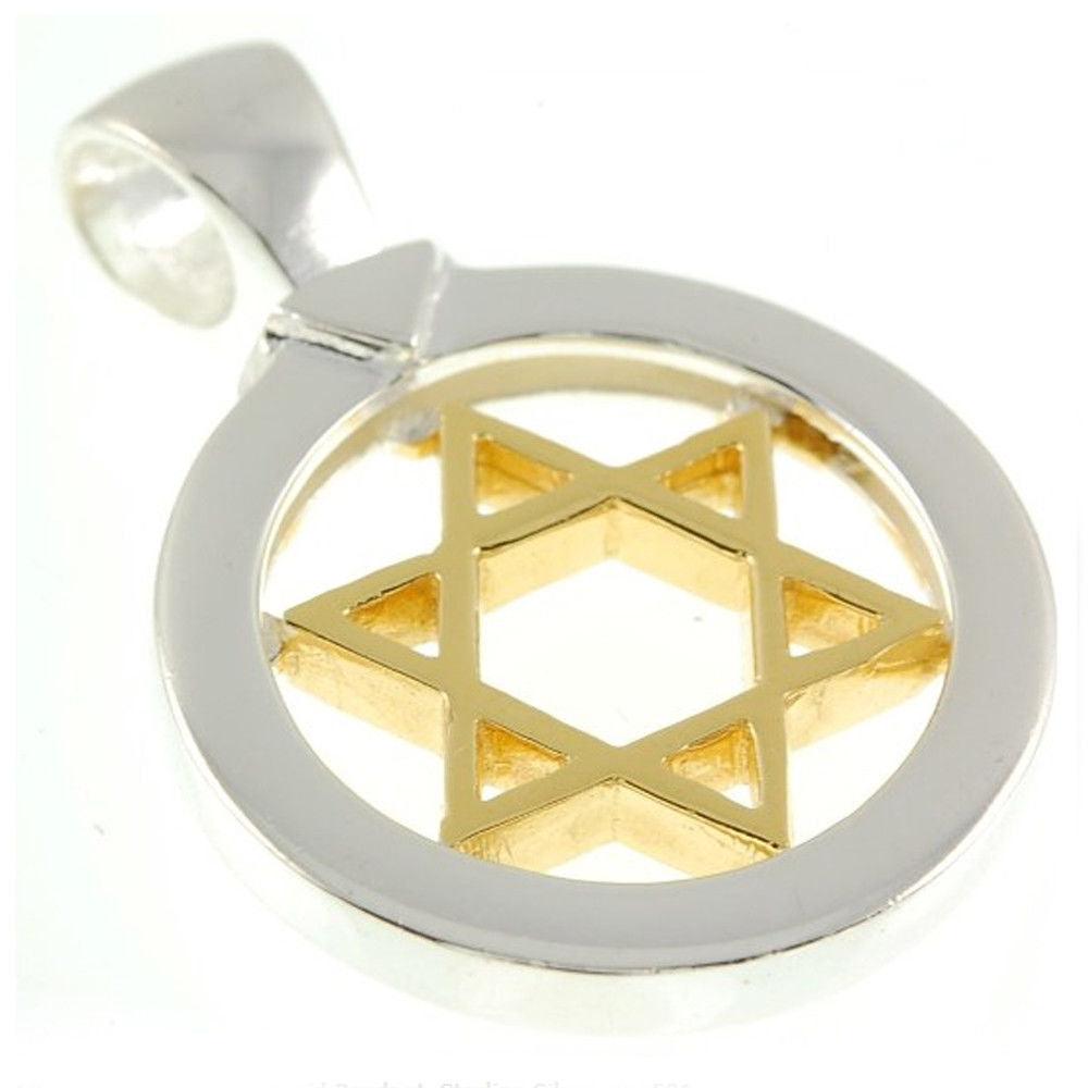 Star Of David Pendant in Gold&Silver With + Sterling Silver Chain - Spring Nahal