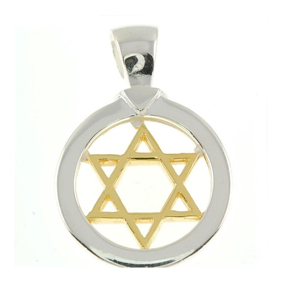 Star Of David Pendant in Gold&Silver With + Sterling Silver Chain - Spring Nahal