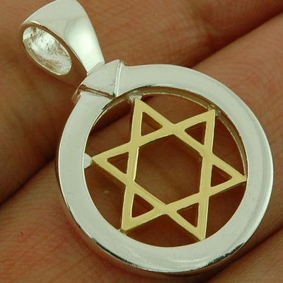 Star Of David Pendant in Gold&Silver With + Sterling Silver Chain - Spring Nahal