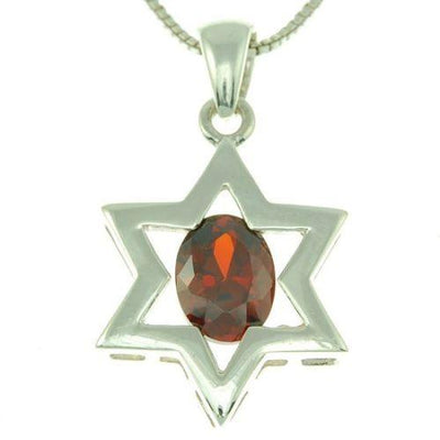 Star Of David Pendant In Purple Gemstone + 925 Sterling Silver Necklace #7 - Spring Nahal
