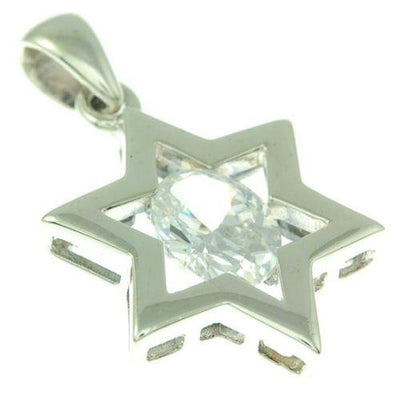 Star Of David Pendant In White Gemstone + 925 Sterling Silver Necklace #8 - Spring Nahal