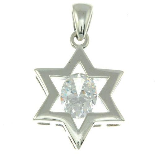 Star Of David Pendant In White Gemstone + 925 Sterling Silver Necklace #8 - Spring Nahal