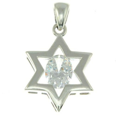 Star Of David Pendant In White Gemstone + 925 Sterling Silver Necklace #8 - Spring Nahal