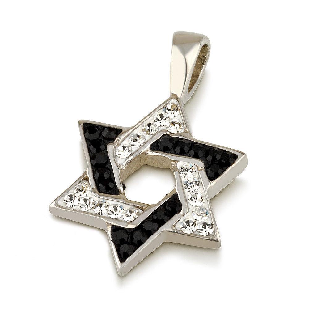 Star of David Pendant Multi Colors Gemstones + Sterling Silver Necklace #1 - Spring Nahal