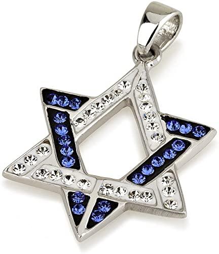 Star of David Pendant Multi Colors Gemstones + Sterling Silver Necklace #11 - Spring Nahal