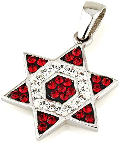 Star of David Pendant Red&White Gemstones + Sterling Silver Necklace - Spring Nahal