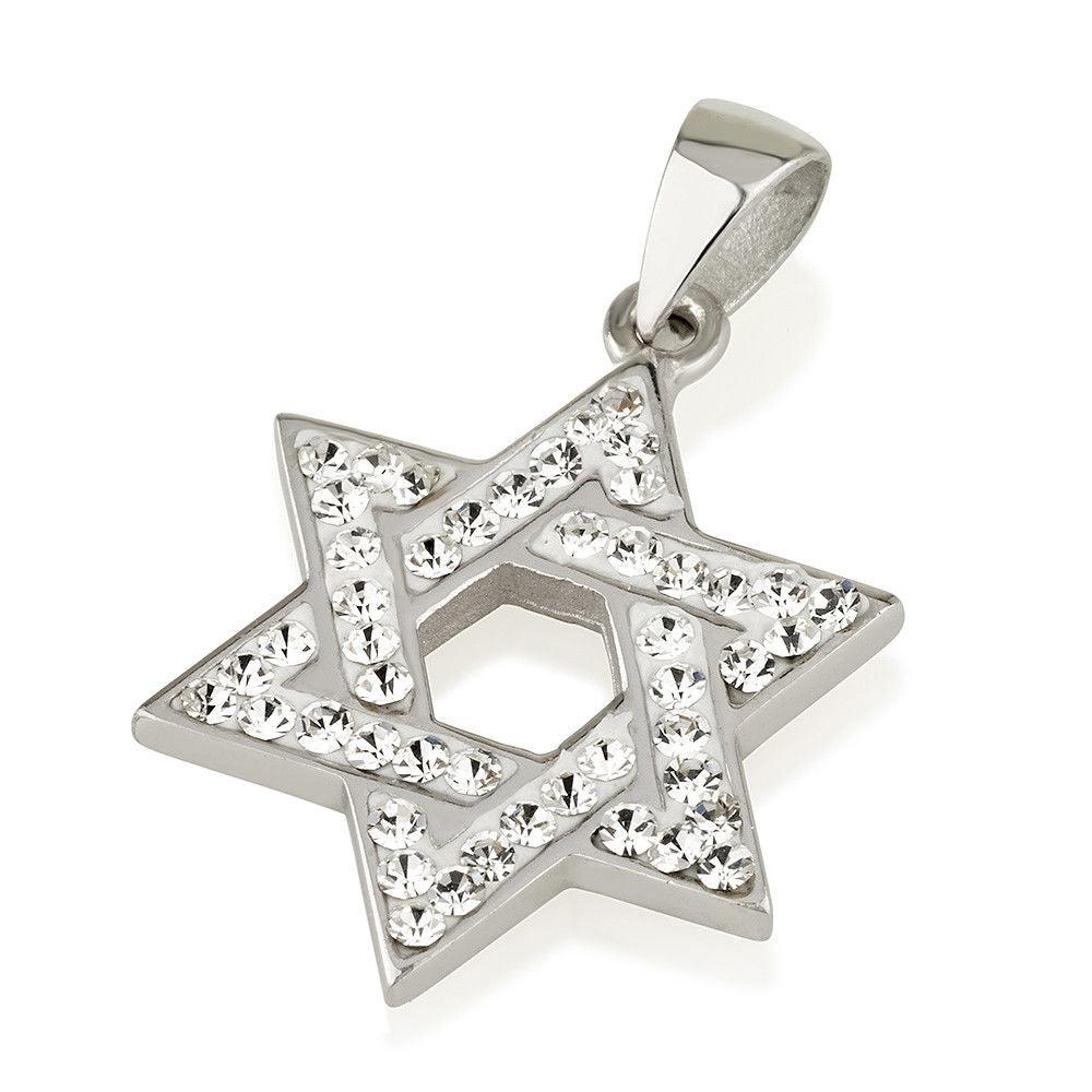 Star of David Pendant White Gemstones + Sterling Silver Necklace #1 - Spring Nahal