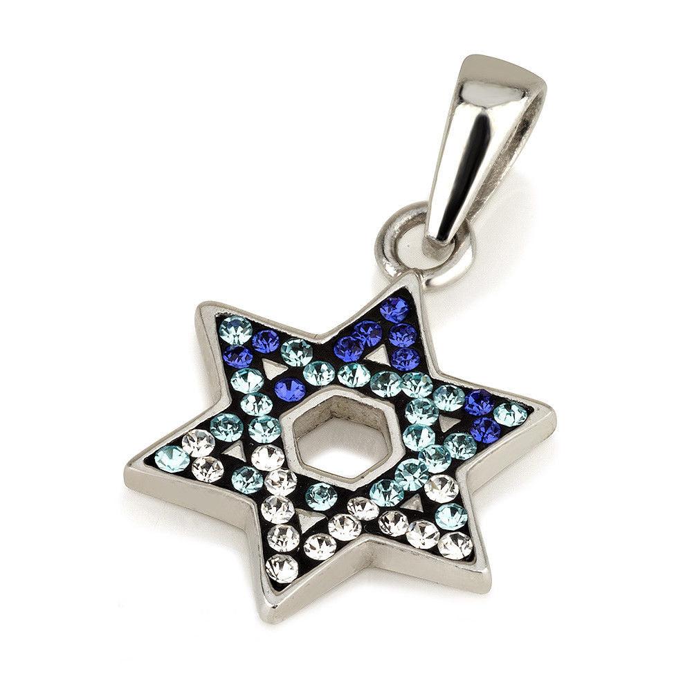 Star of David Pendant With Blue Gemstones + 925 Sterling Silver Necklace - Spring Nahal