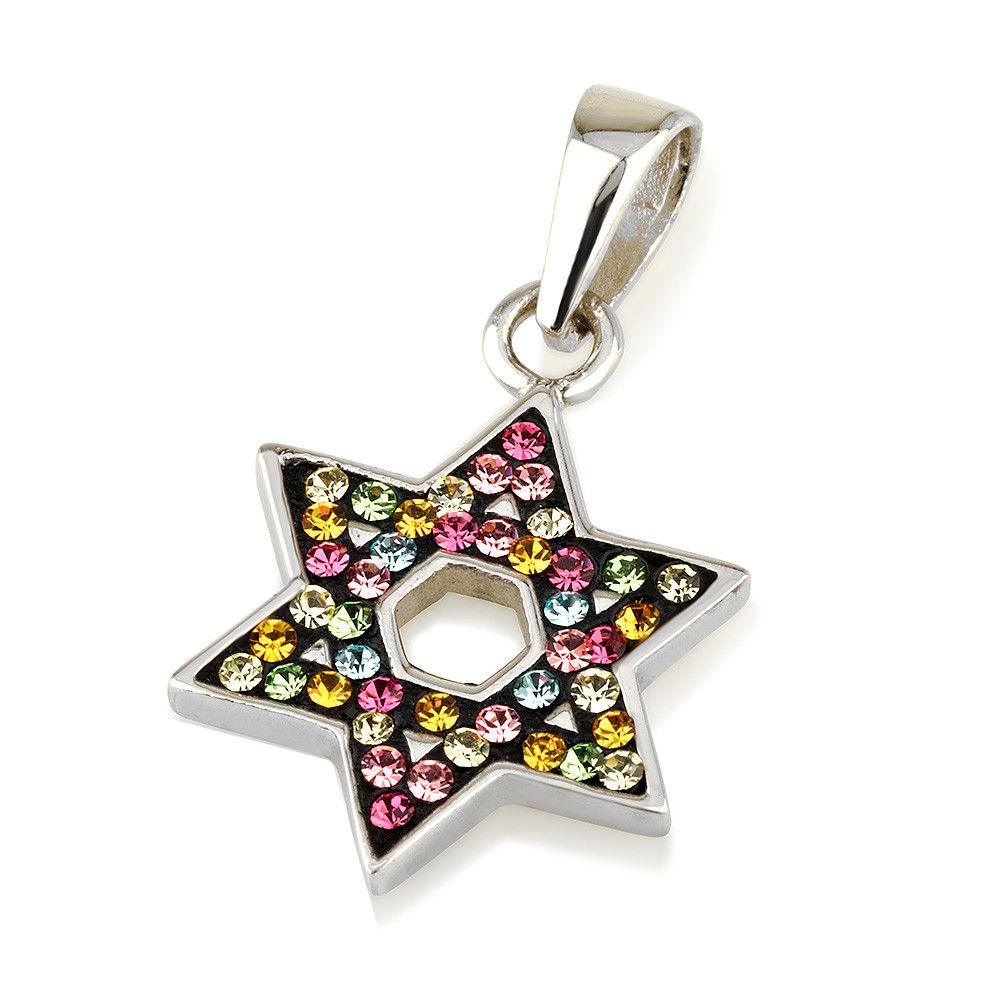 Star of David Pendant With Colorful Gemstones + 925 Sterling Silver Necklace - Spring Nahal