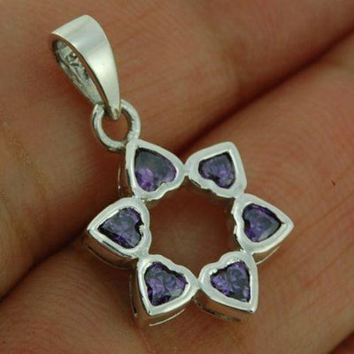Star of David Pendant With Purple Gemstones + 925 Sterling Silver Necklace - Spring Nahal