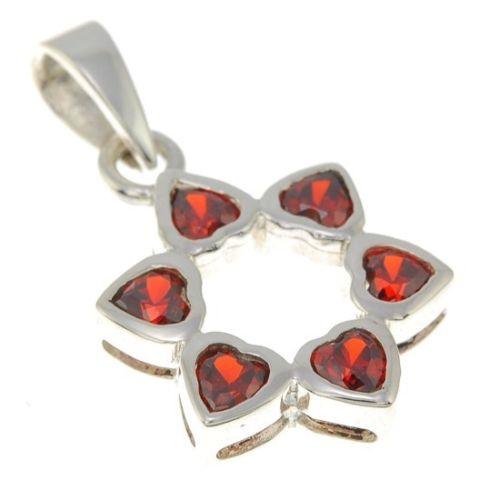 Star of David Pendant With Red Gemstones + 925 Sterling Silver Necklace - Spring Nahal