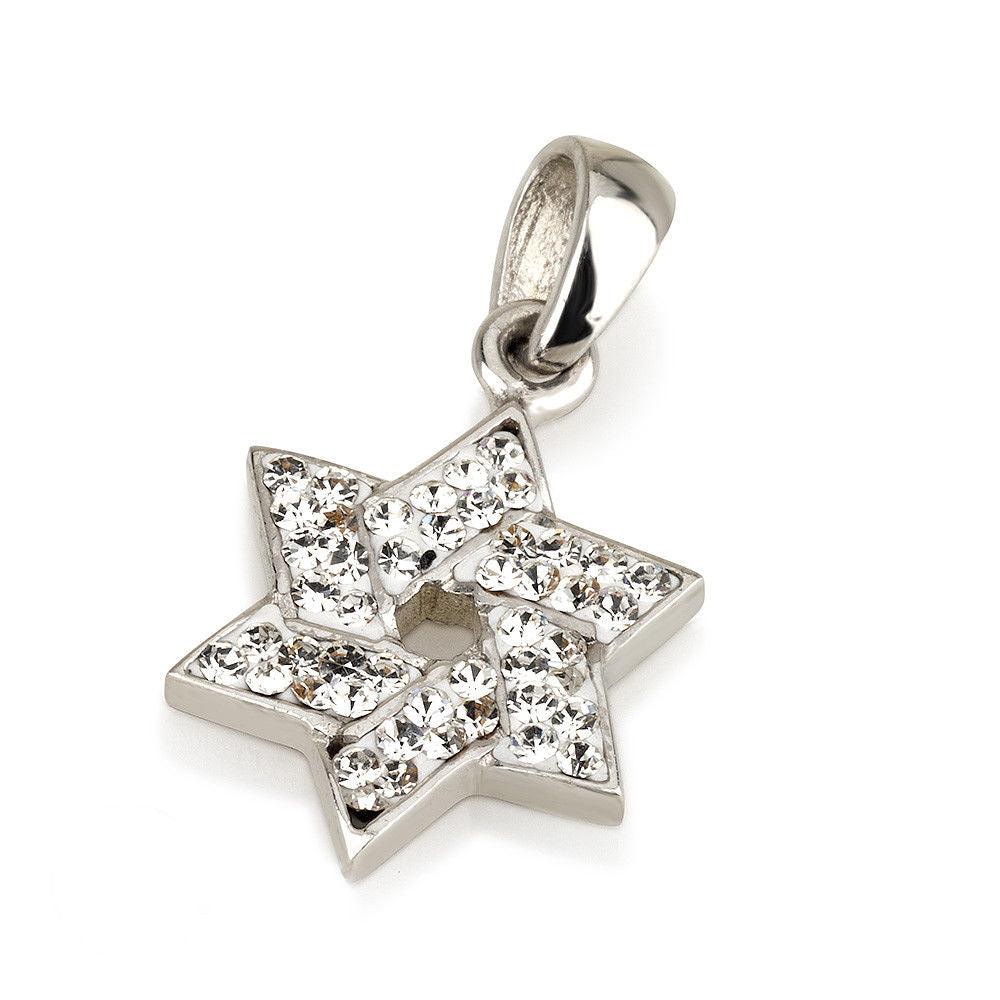 Star of David Pendant With White Gemstones + 925 Silver Necklace 3# - Spring Nahal