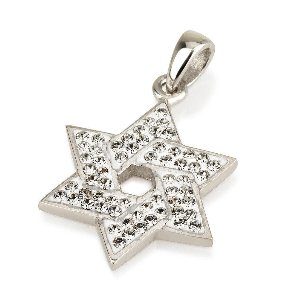 Star of David Pendant With White Gemstones + 925 Sterling Silver Necklace 2# - Spring Nahal