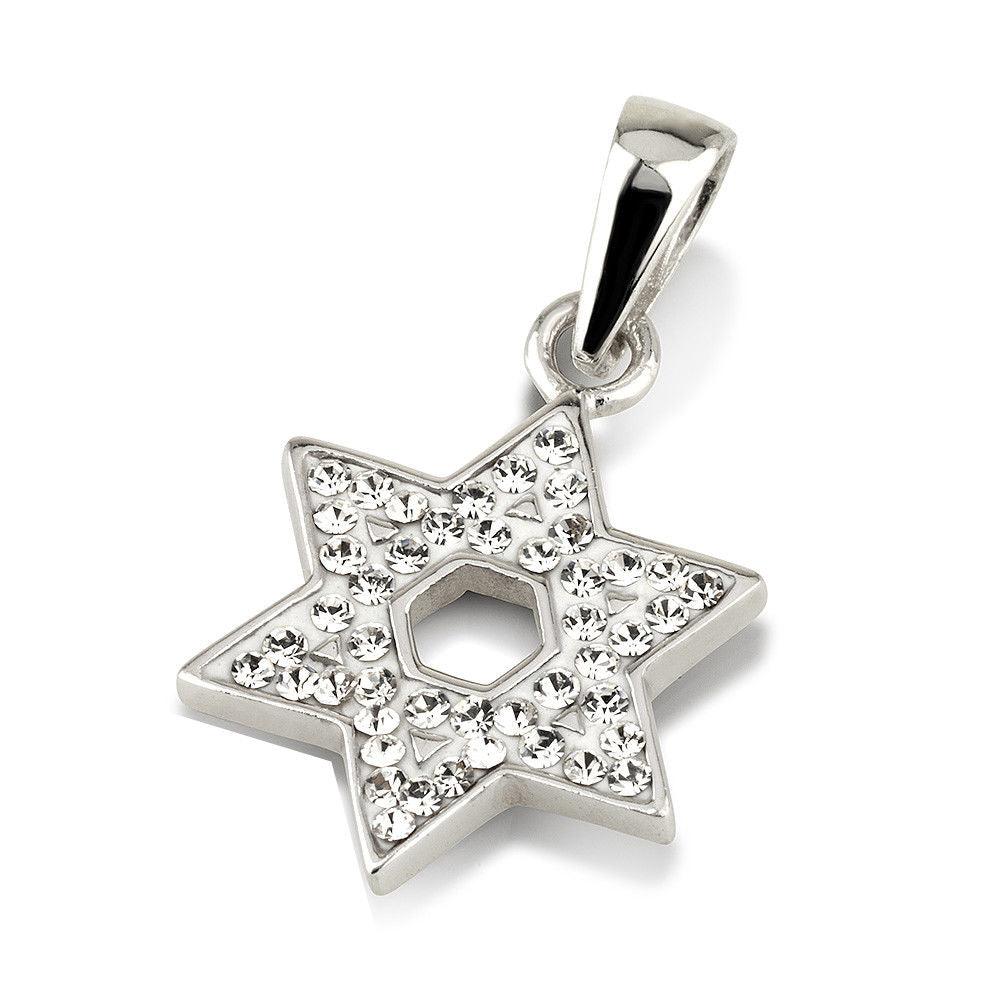 Star of David Pendant With White Gemstones + 925 Sterling Silver Necklace - Spring Nahal