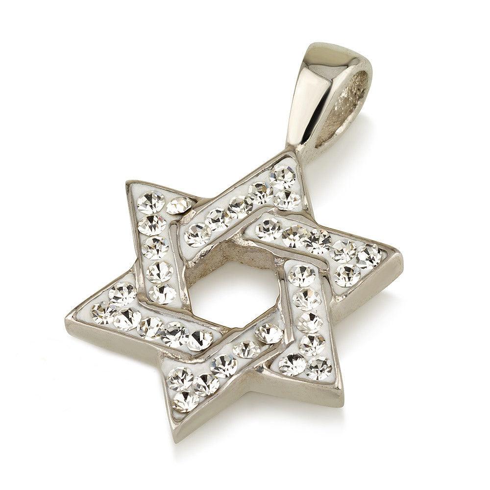 Star of David Pendant with White Gemstones + Sterling Silver Necklace #7 - Spring Nahal