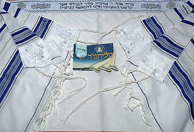 Talitnia AcrylicTallit Shawl White & Blue Stripes Model 60 Size 192cm x 140cm - Spring Nahal